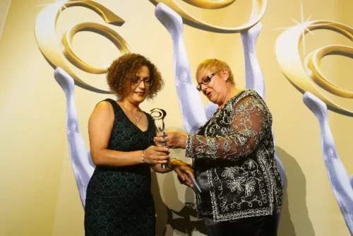 Founder of Global Education Academy, Dr Majeda Awawdeh-Caleo receiving the Australian Small Business Champion Award for Best Children’s Educational Services.