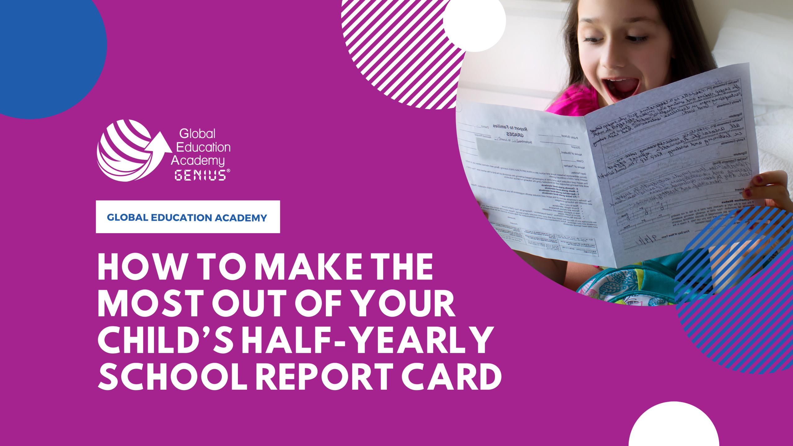 happy child with school report card